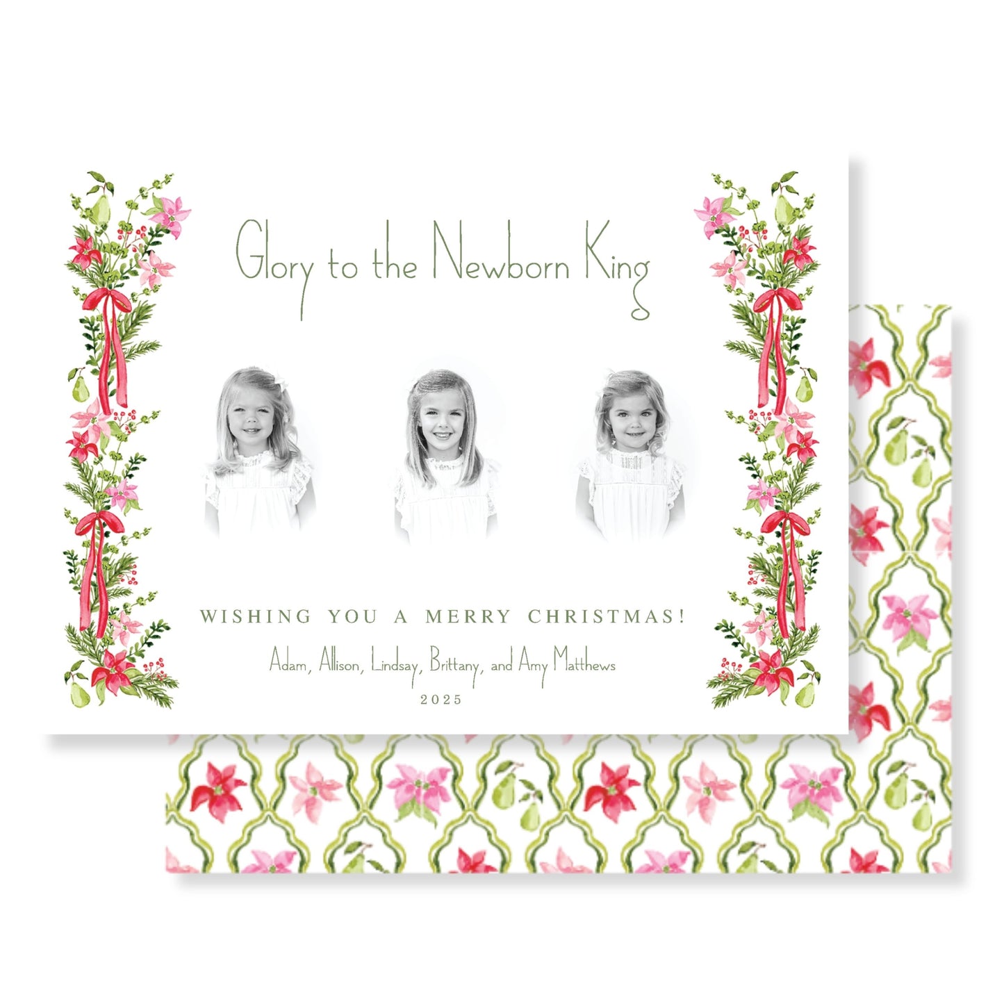 Holiday Poinsettia 3 photo Card