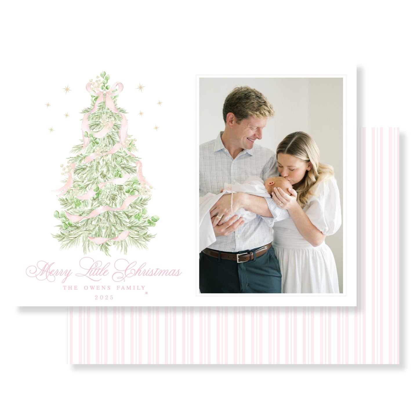 Soft Pink Christmas Tree Christmas Card Photo