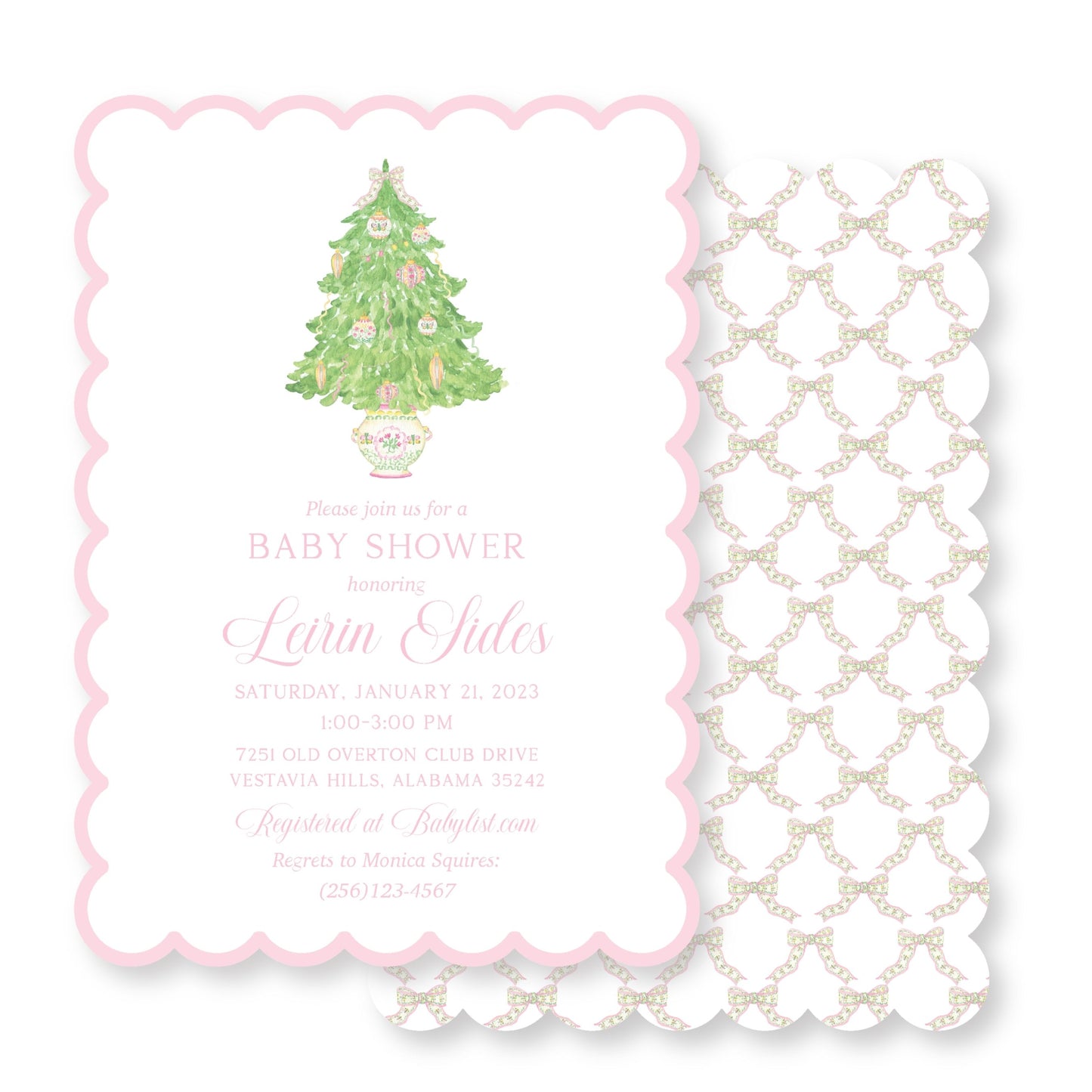 Christmas Baby Shower Invite- pink