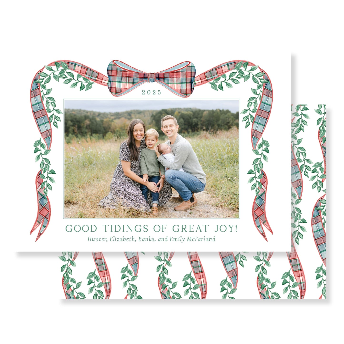 Heritage Plaid Christmas Card Horizontal