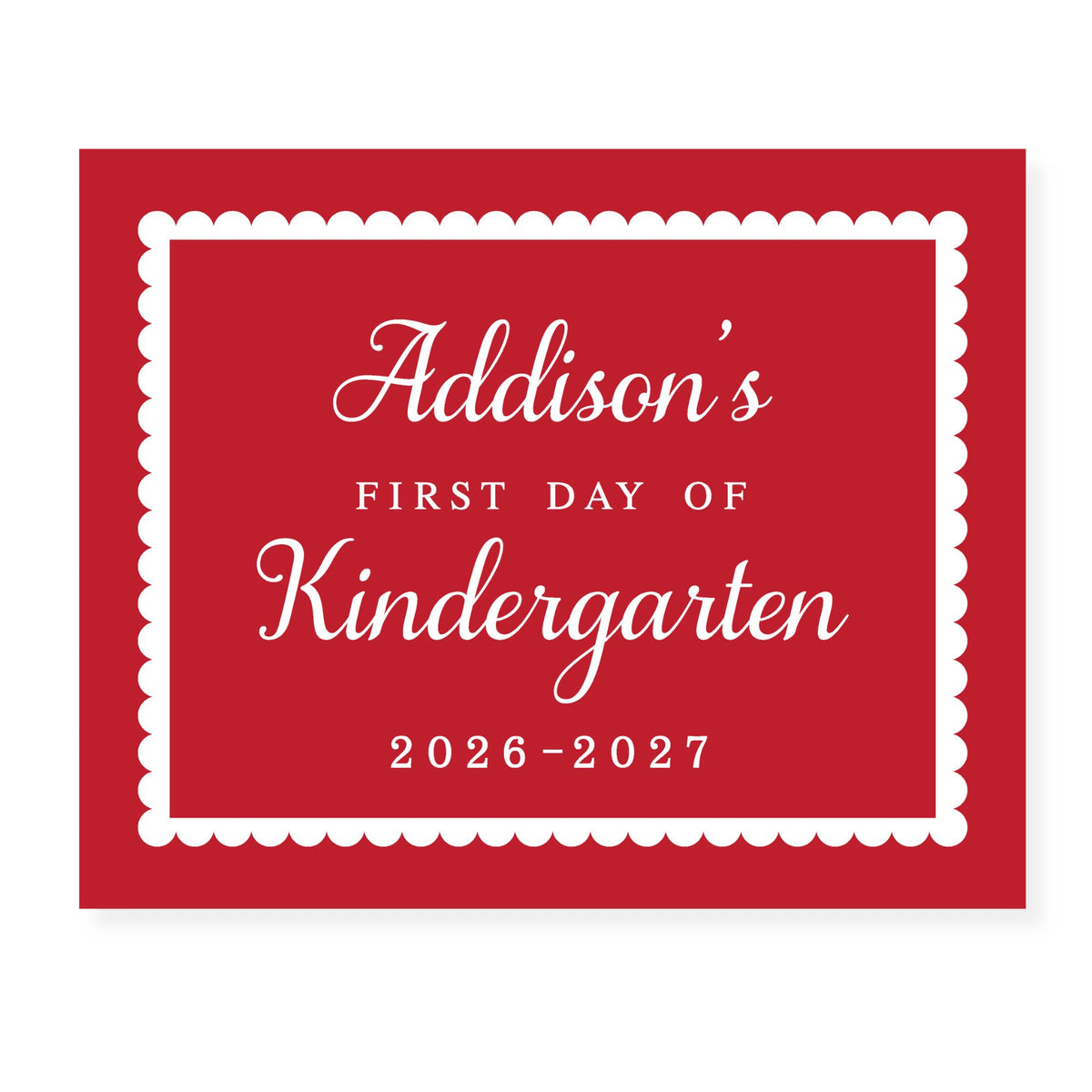 Personalized First Day of School Sign | Classic Red School