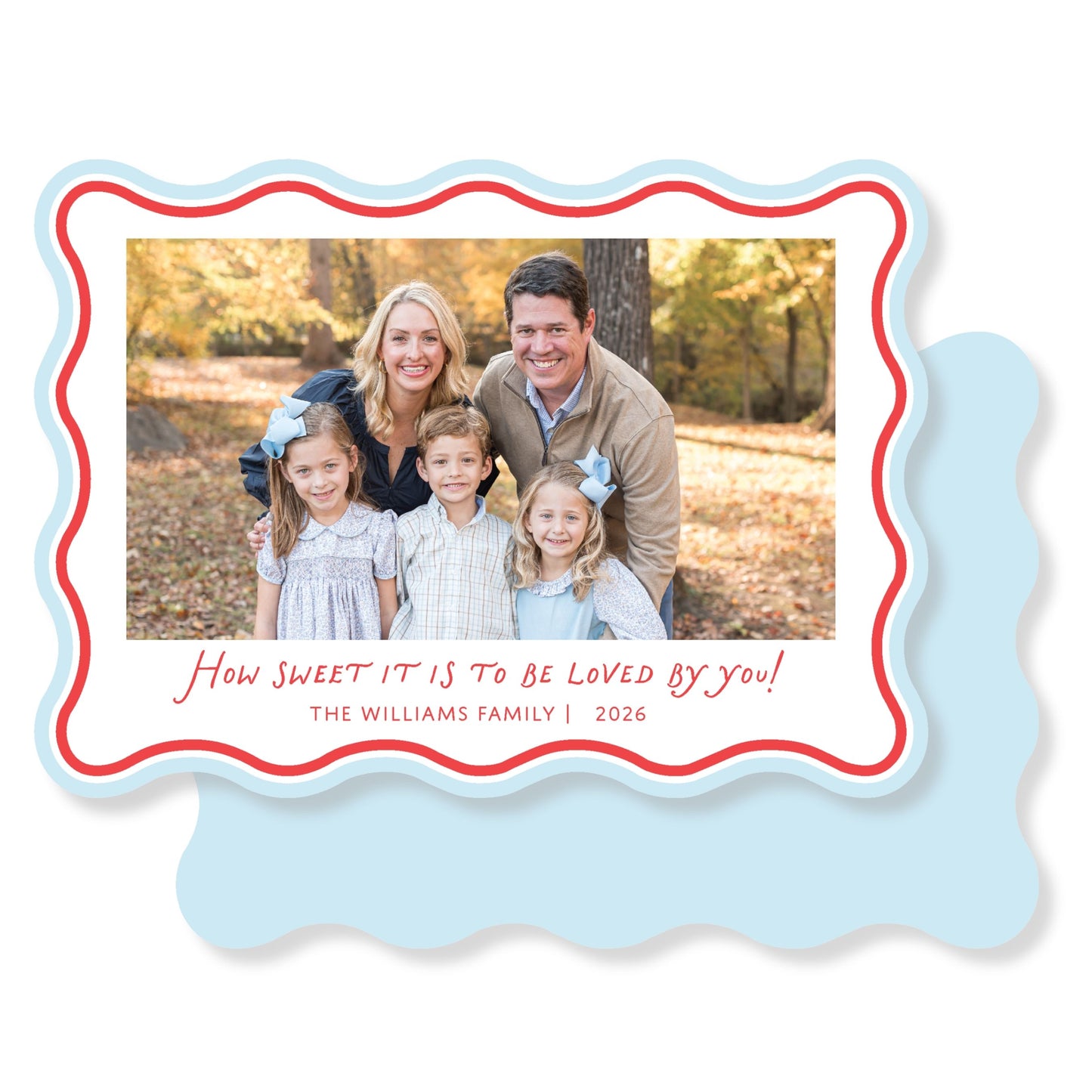 Wavy Valentine Card- Blue Horizontal