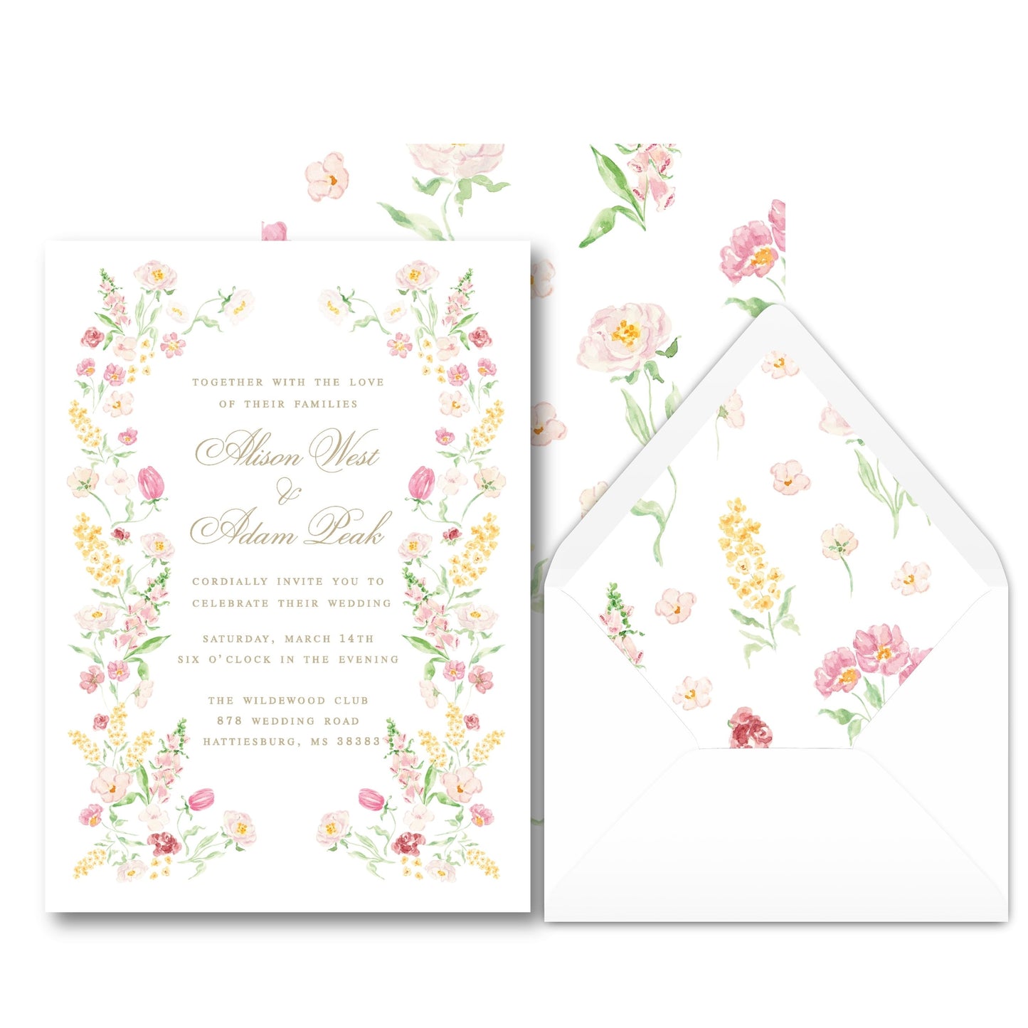 Vibrant Blooms Floral Wedding Invitation