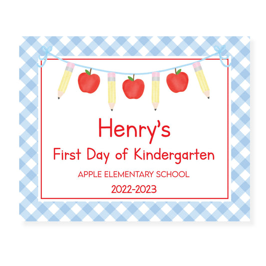 Blue Apple Garland First and Last Day School Sign