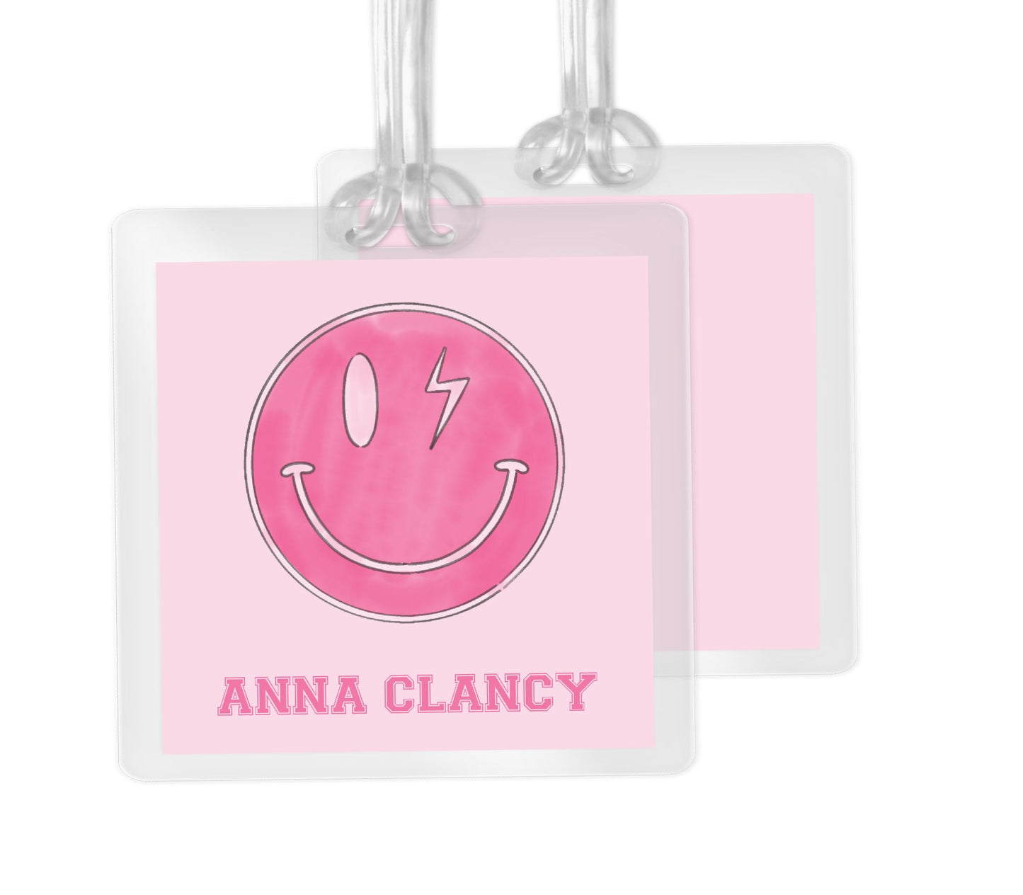Pink Smiley Bag Tag