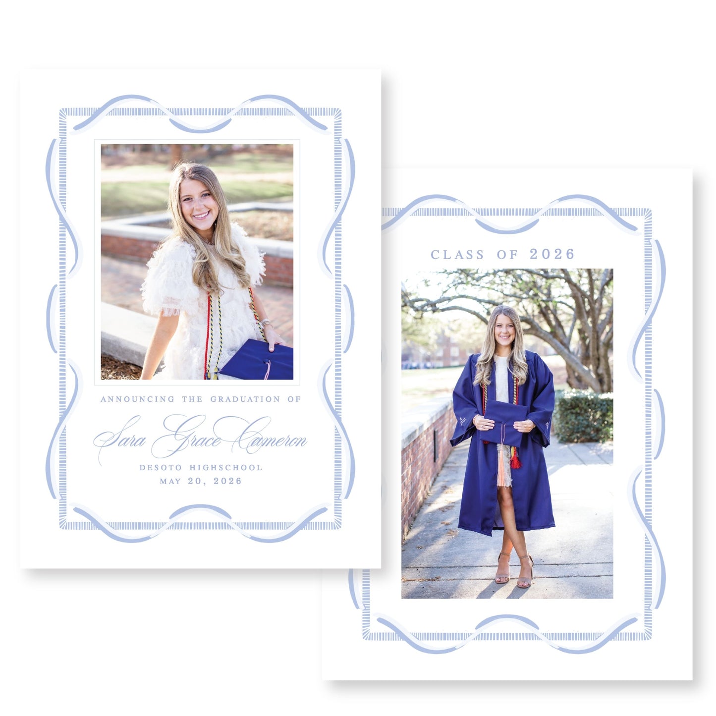 Blue Ribbon Frame Graduation Announcement