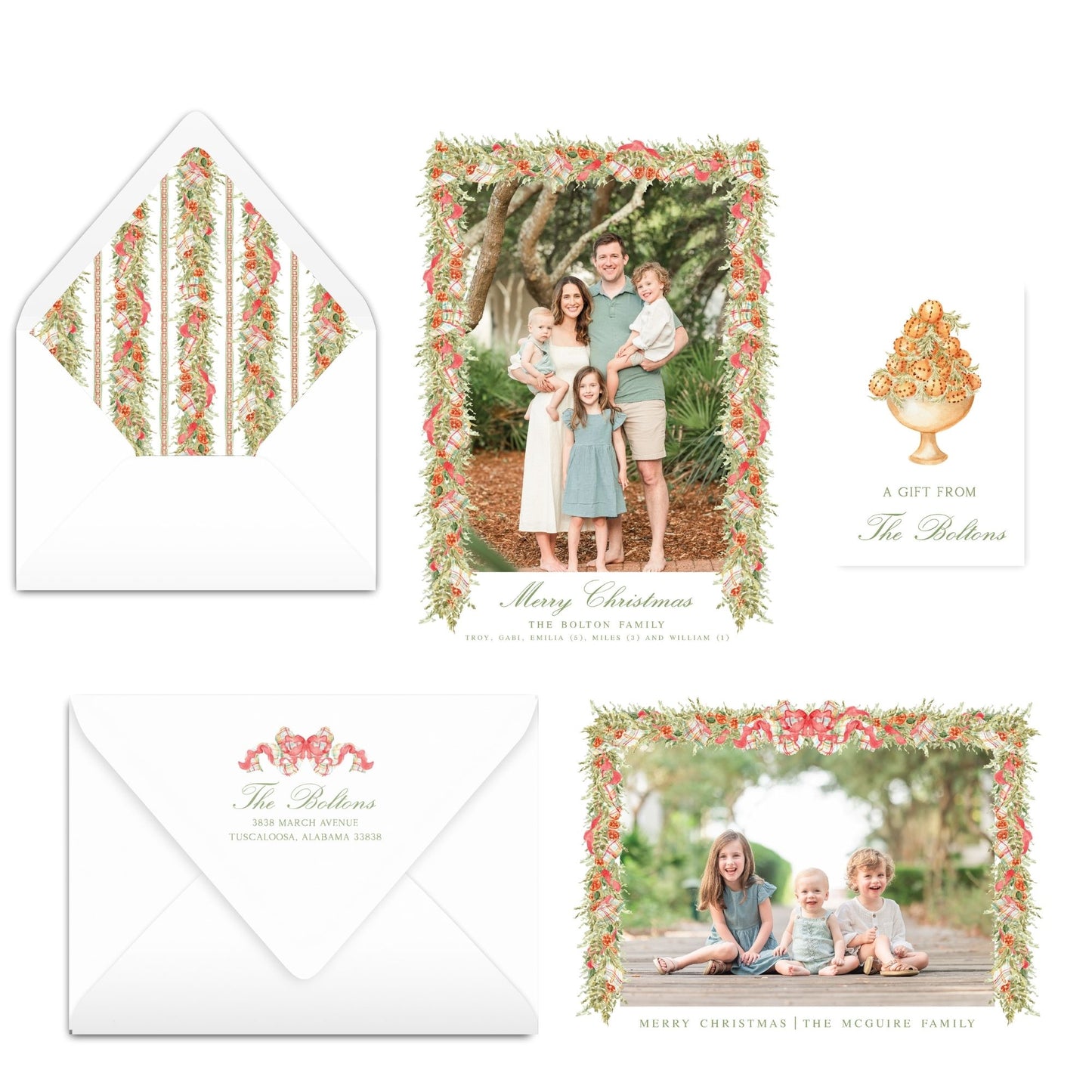 Warm Citrus Garland Christmas Card Photo