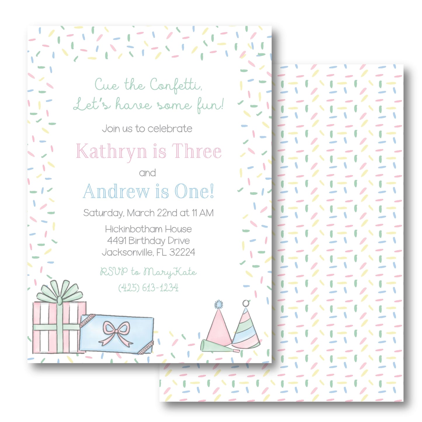 Cue the Confetti Birthday Invite