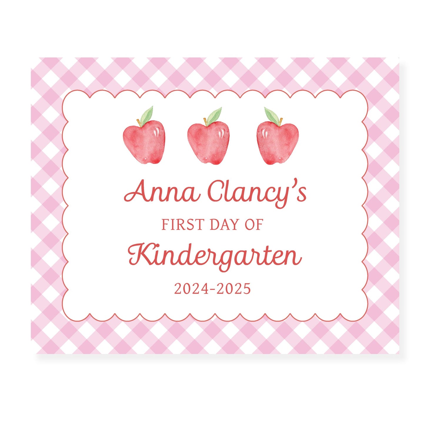 Scalloped Apple Pink gingham