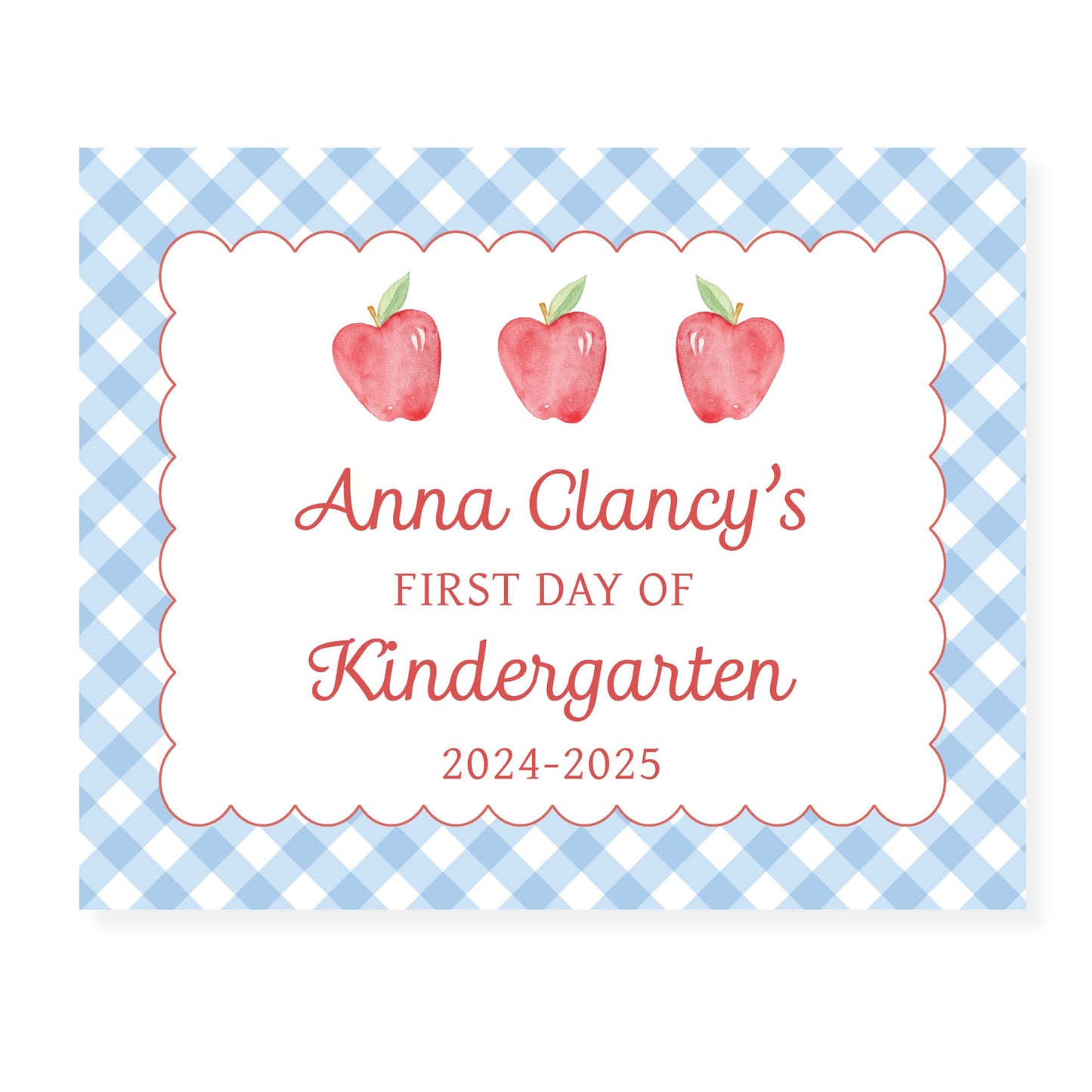 Scalloped Apple Blue gingham