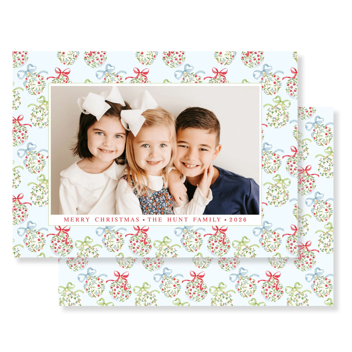Holiday Chinoiserie Ornament Christmas Card ( Horizontal)