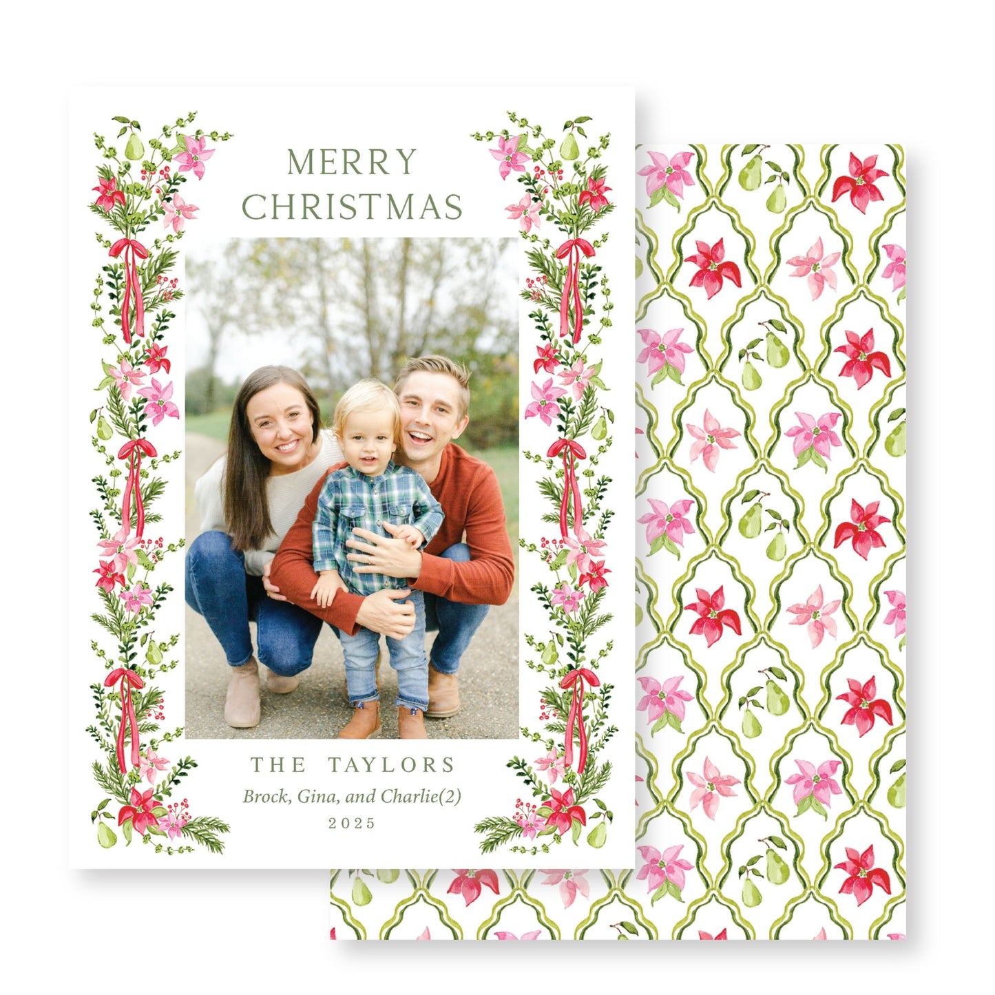 Holiday Poinsettia Christmas Card Photo
