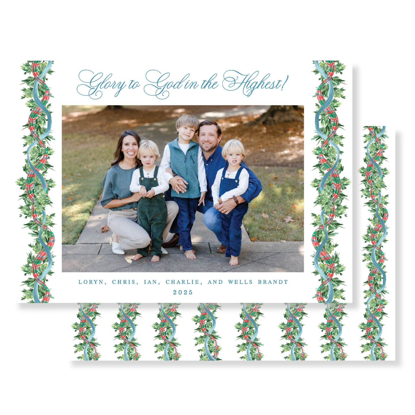 Christmas Chinoisserie Garland Horizontal Christmas Card Photo