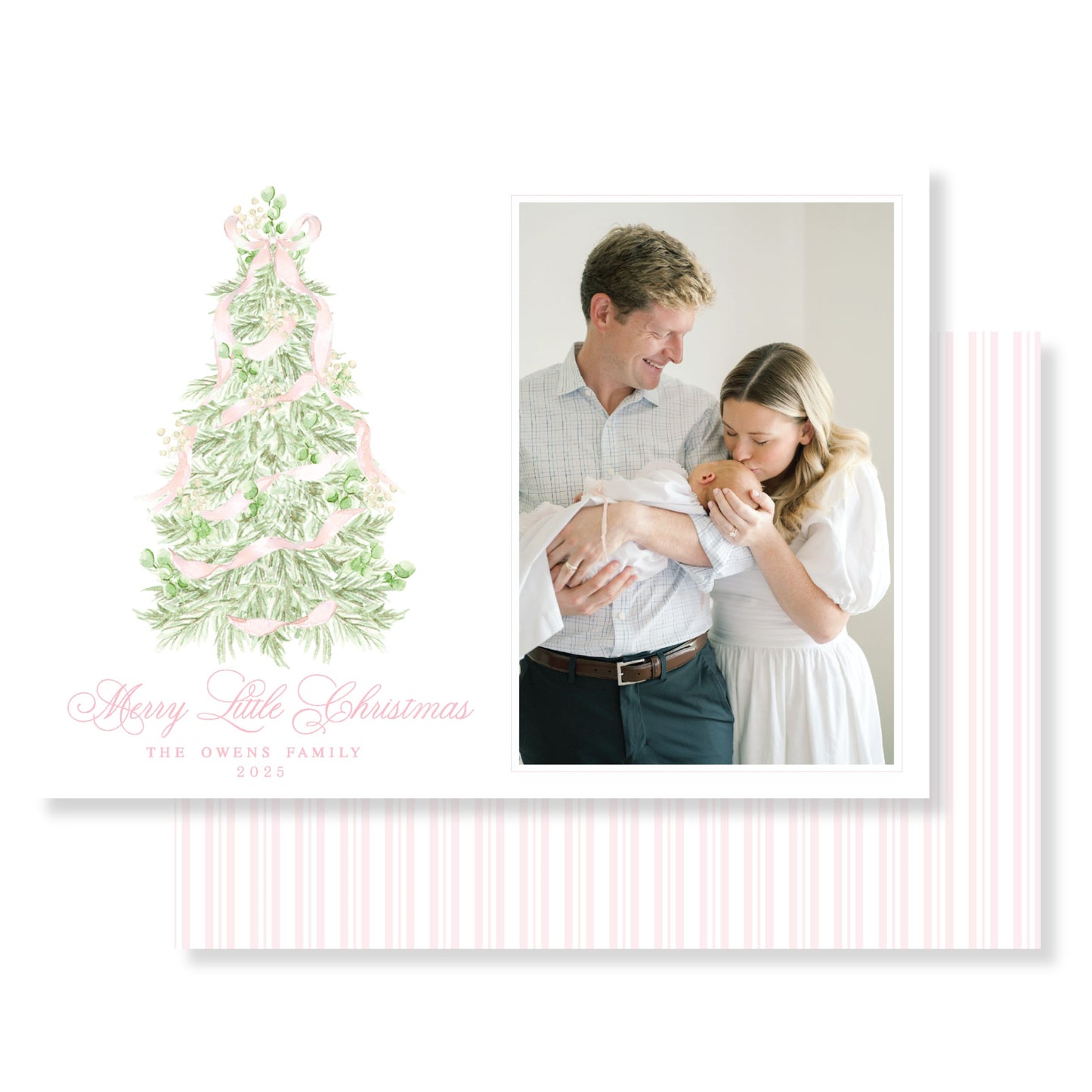 Baby Pink Christmas Tree Christmas Card Photo