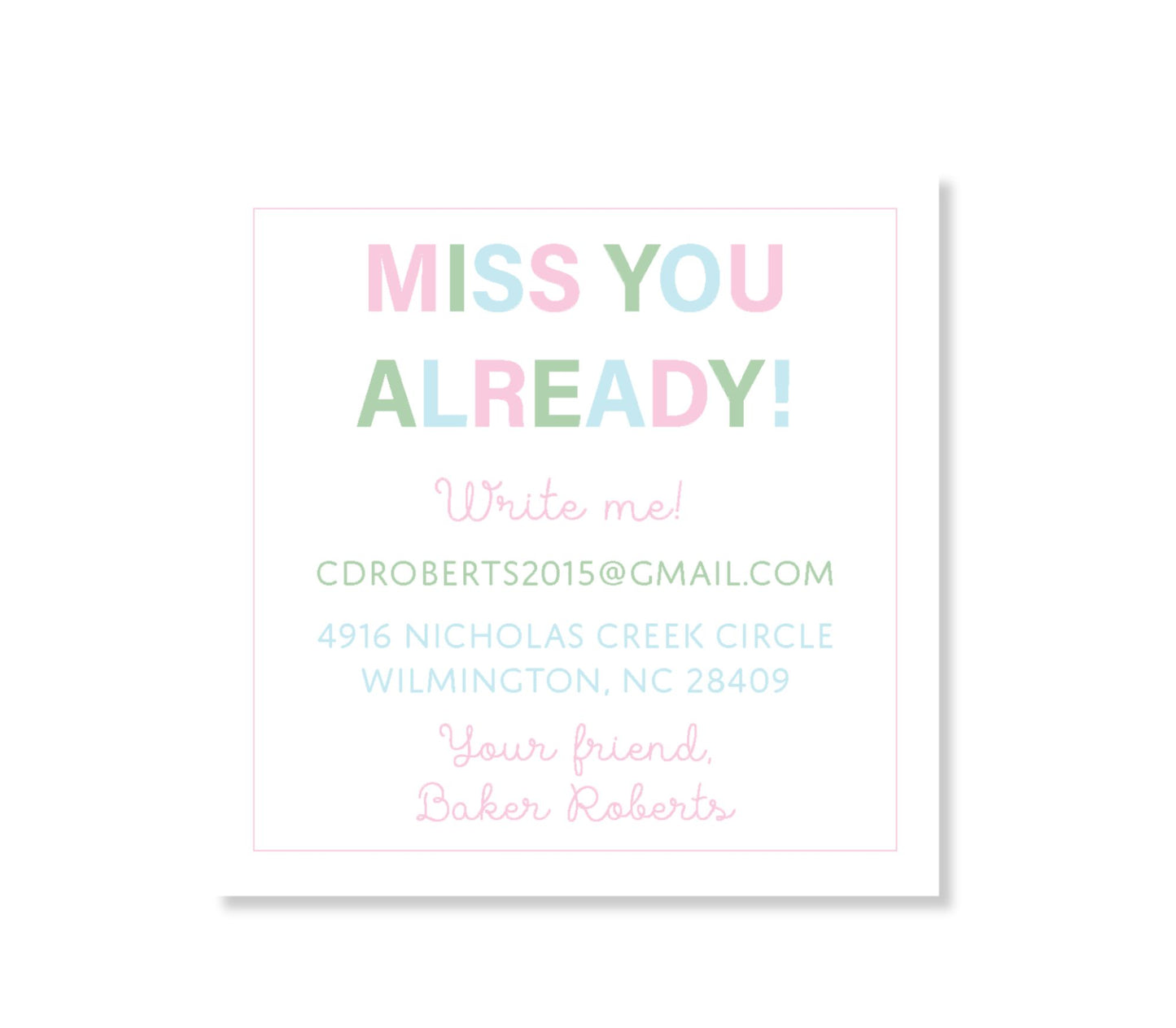Miss you- Pen Pal Tags