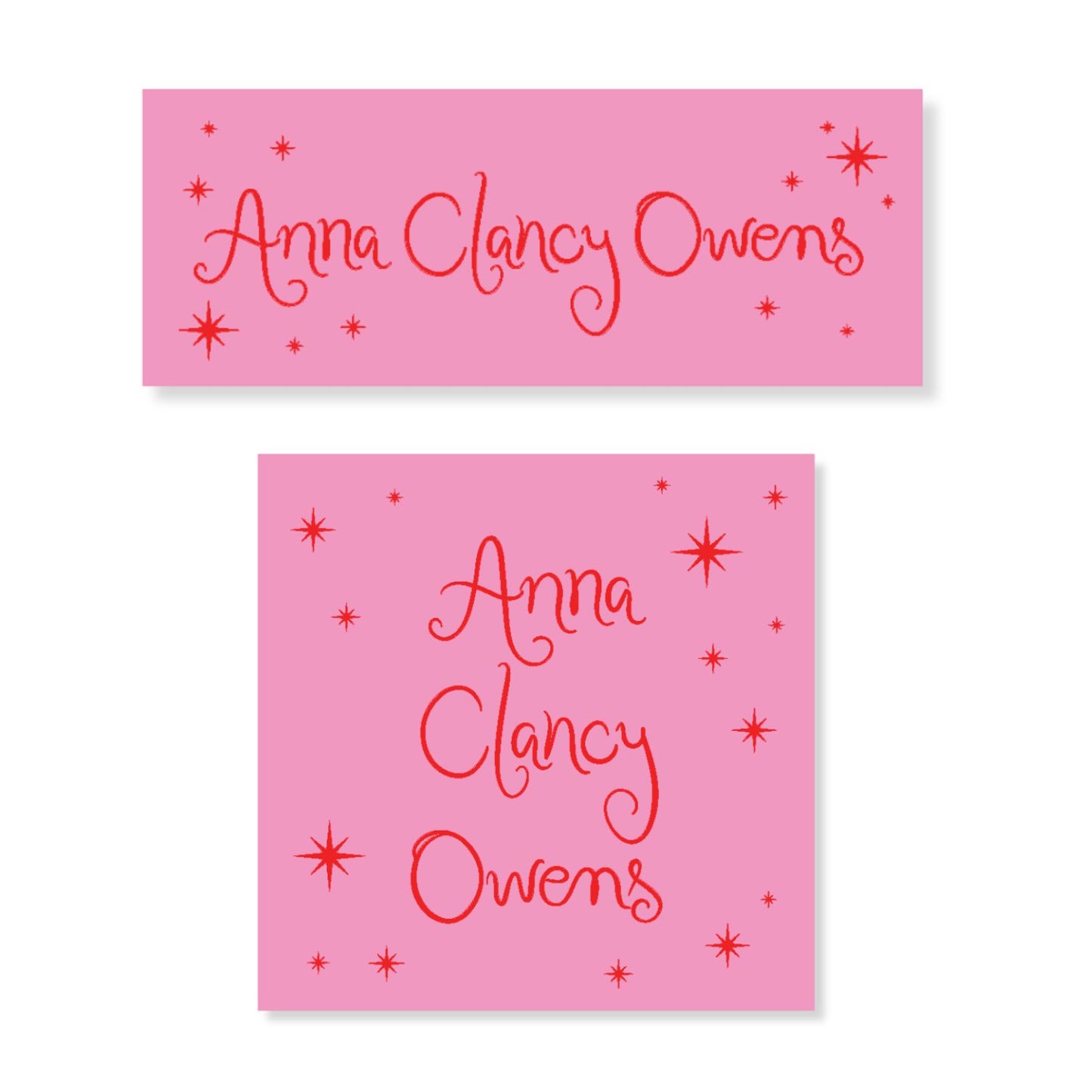 Pink Star Name Label Stickers