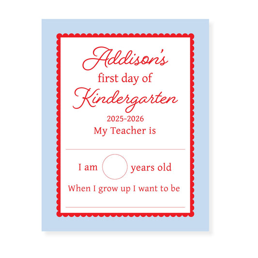 Fill in Blank Red and Blue Scalloped Sign