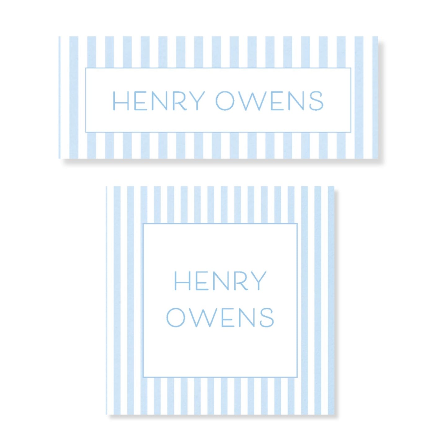 Blue Stripe Pastel Ditsy Water Resistant Name Label Stickers