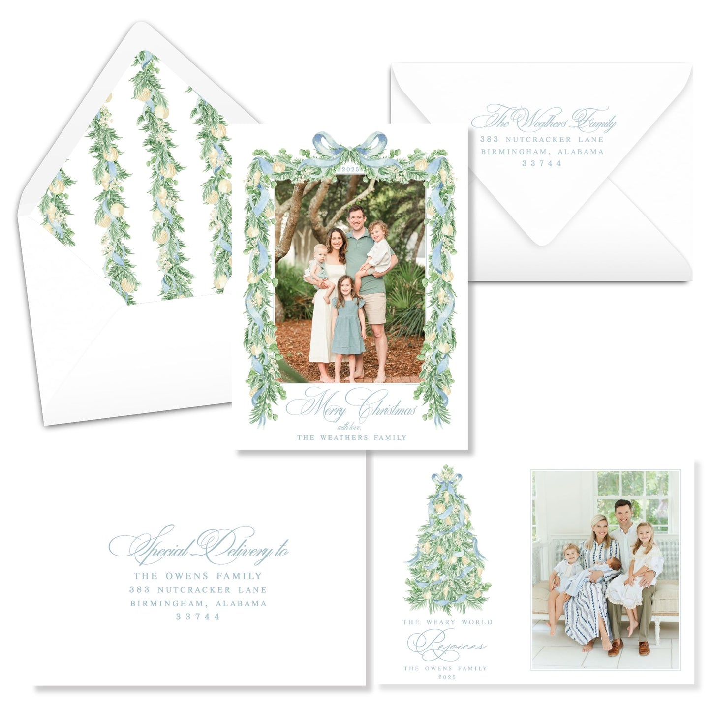 Soft Blue Eucalyptus Christmas Card Photo