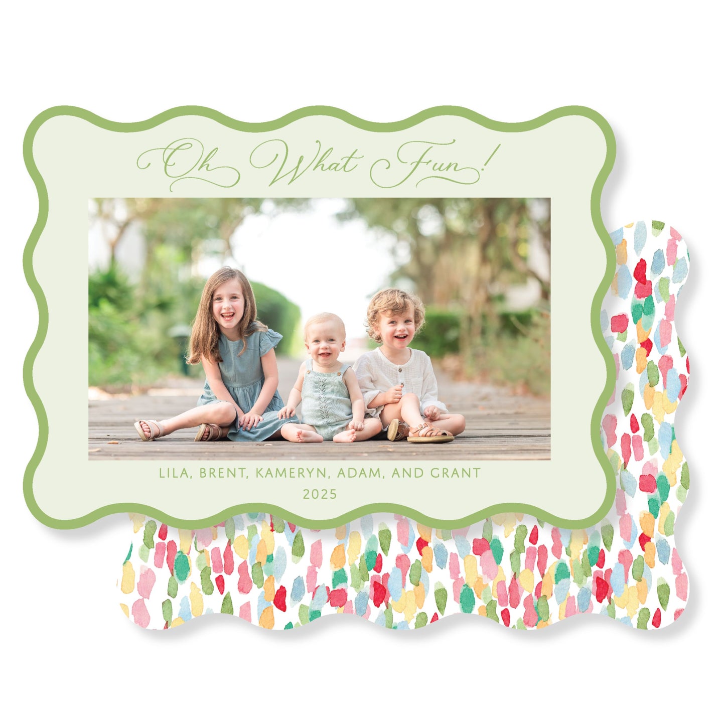 Oh What Fun Confetti Christmas Card Horizontal