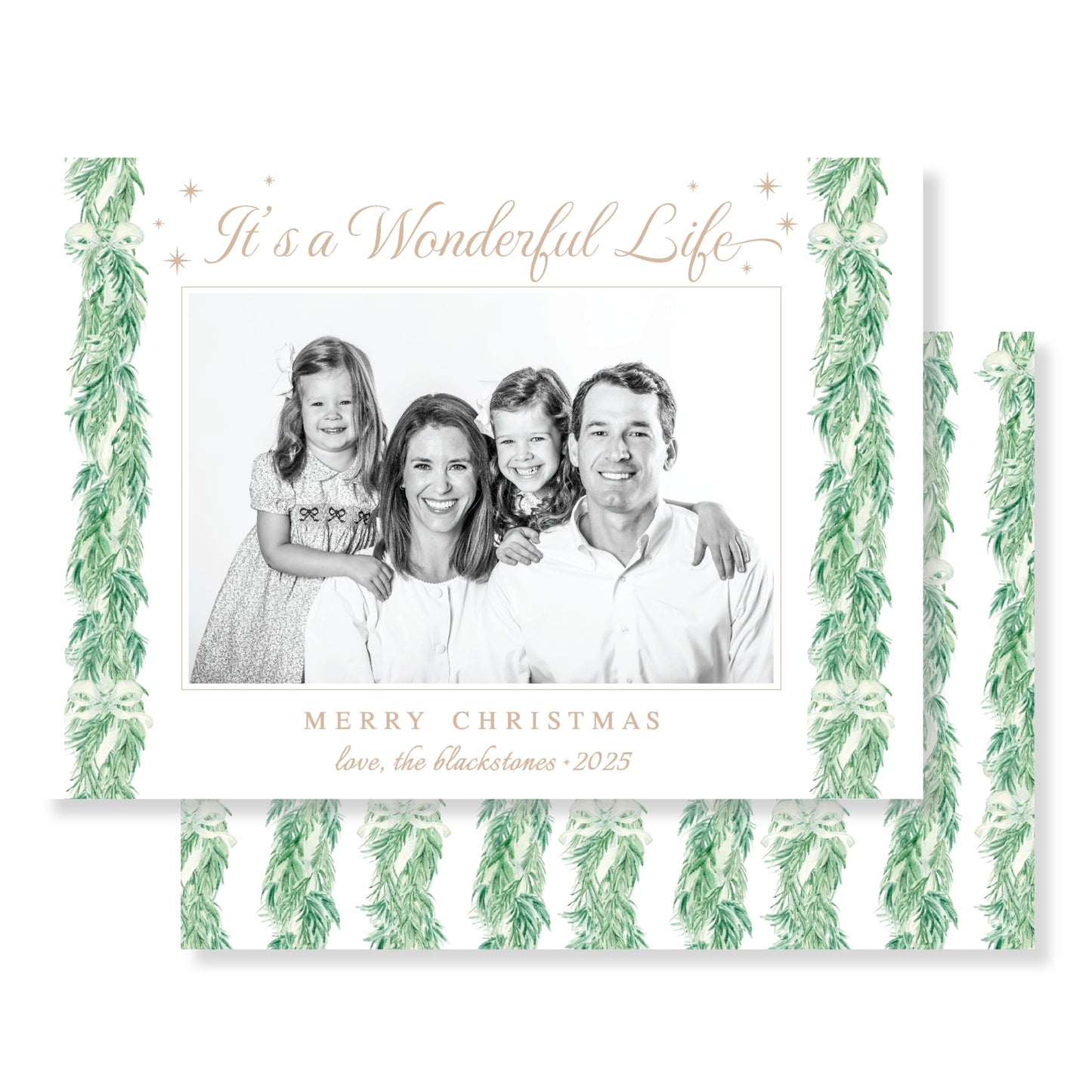 Comfort and Joy Garland Horizontal Christmas Card Photo