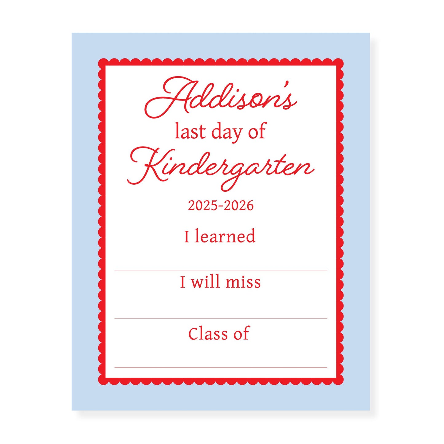 Fill in Blank Red and Blue Scalloped Sign