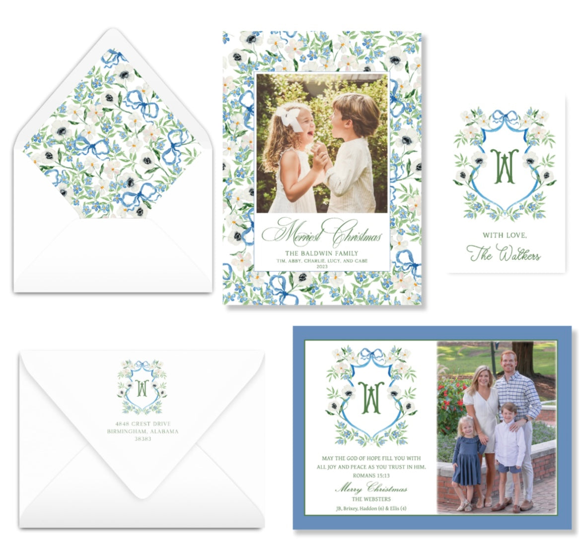 A Winter's Floral Crest- Horizontal Christmas Card Photo