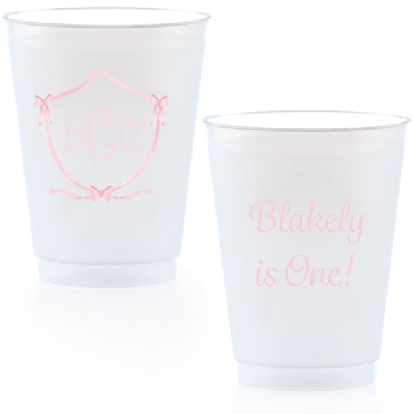 Bow Crest Monogram Cups