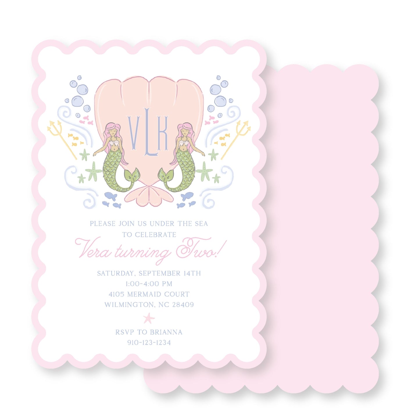 Mermaid Crest Invite- Pink