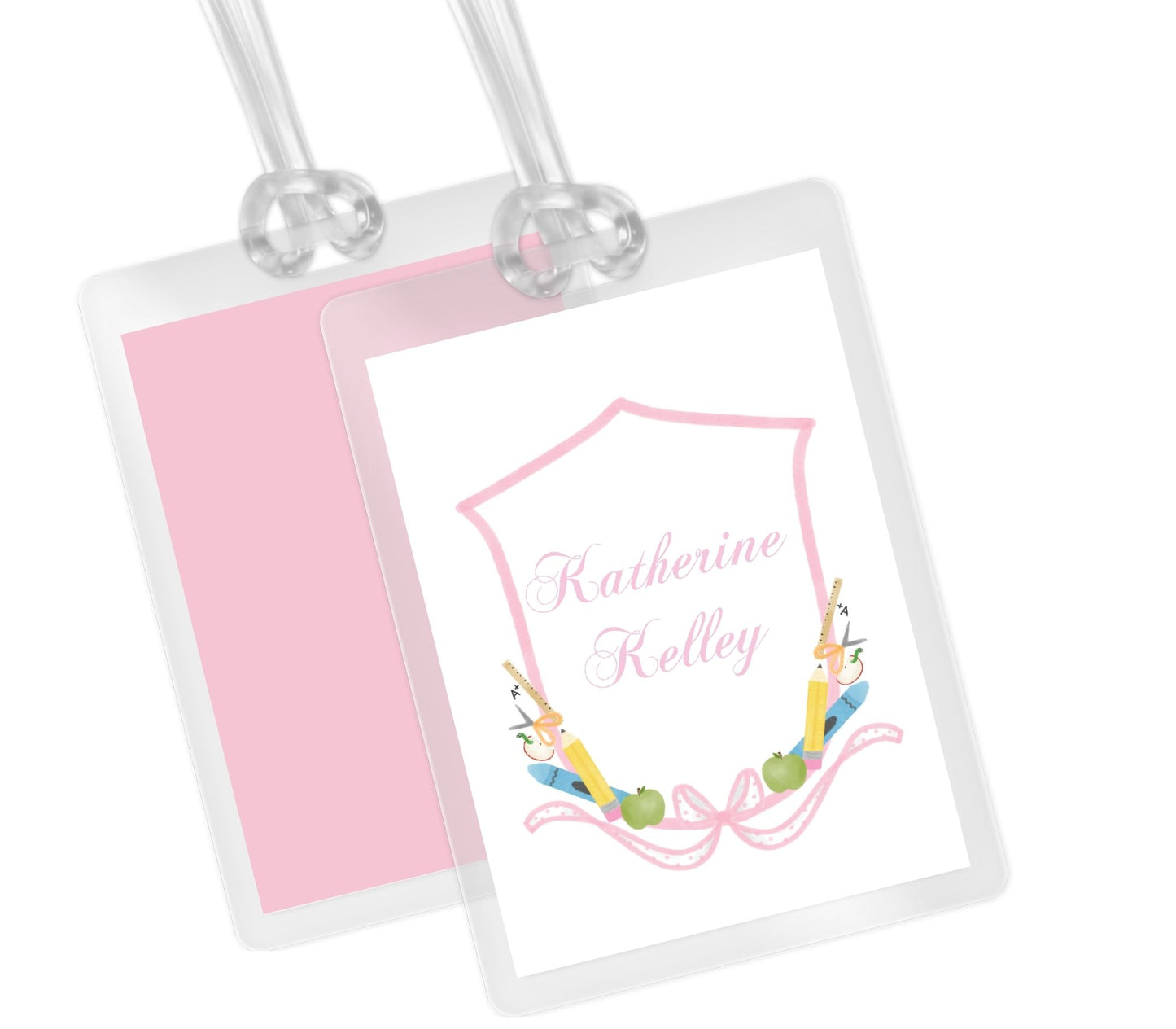 Pink School Crest Bag Tag