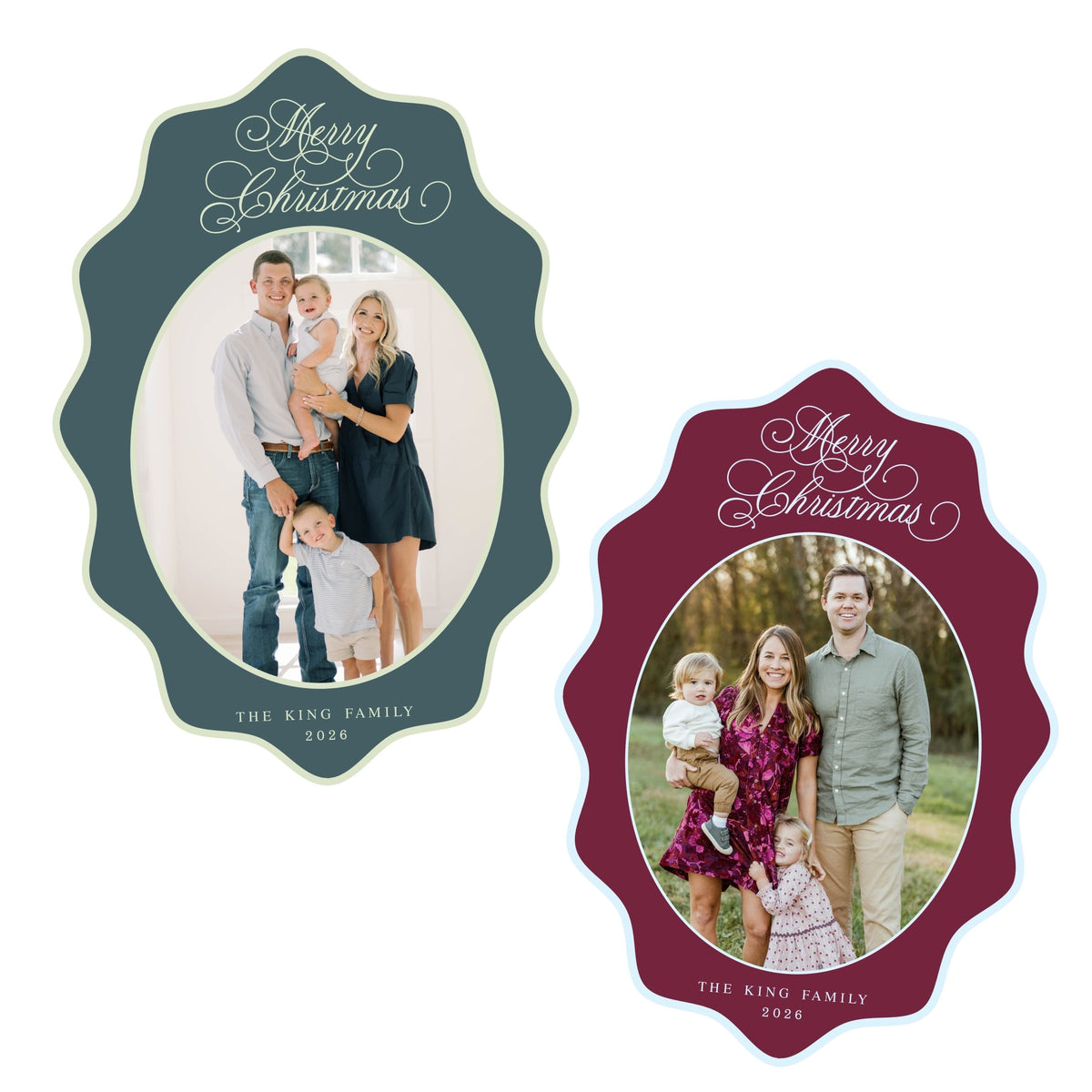 Wavy Oval Christmas Card