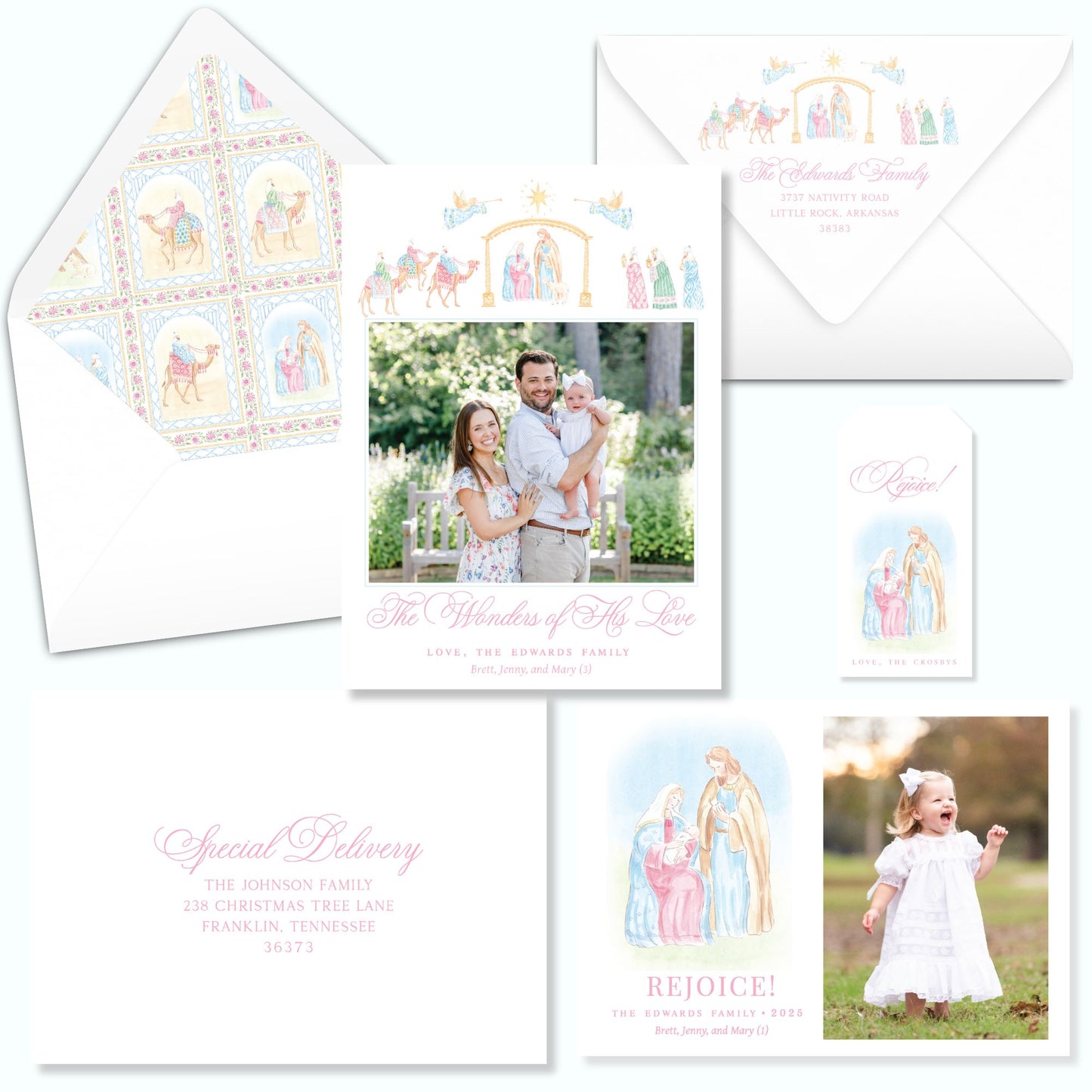 Pastel Nativity Christmas Card Photo Horizontal