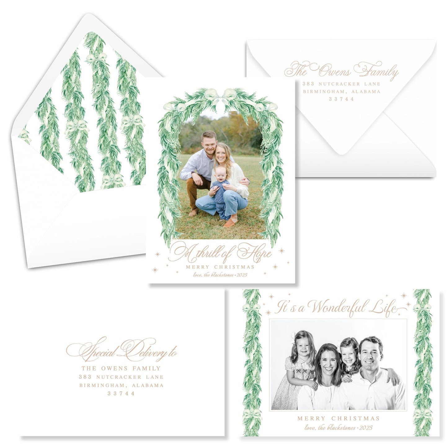 Comfort and Joy Garland Horizontal Christmas Card Photo