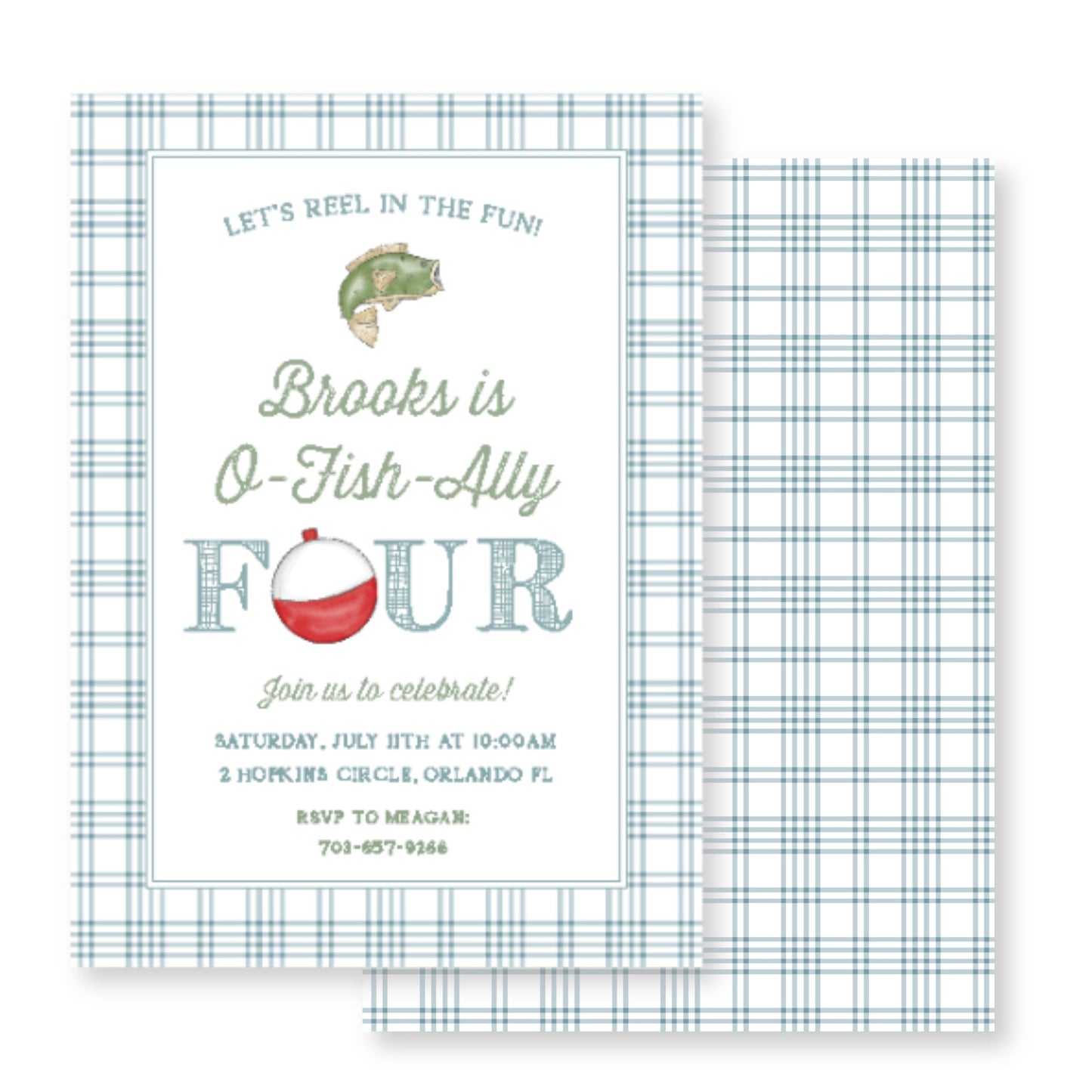 Classic Plaid Fishing Birthday Invite