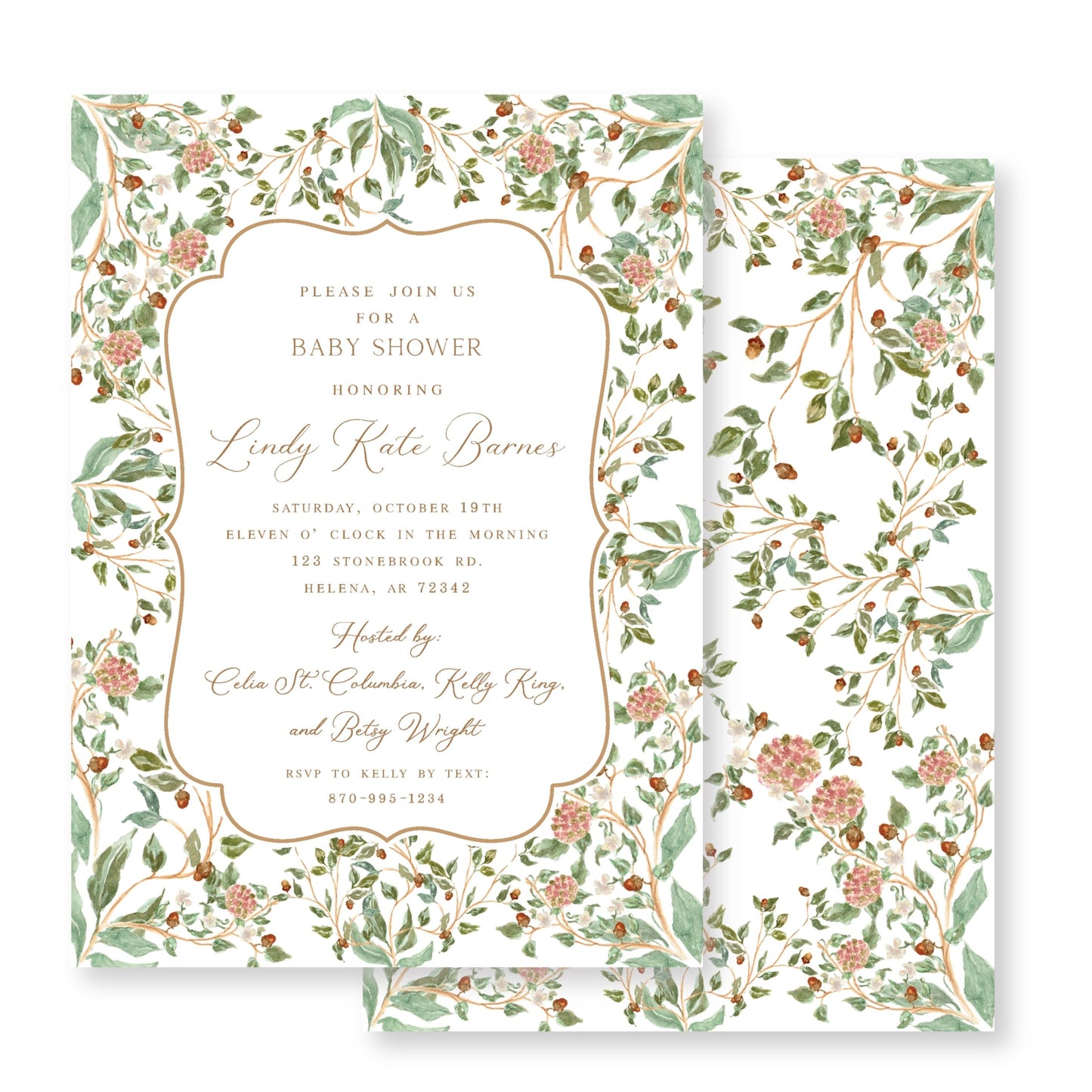 Pine Chinoisserie Baby Invite