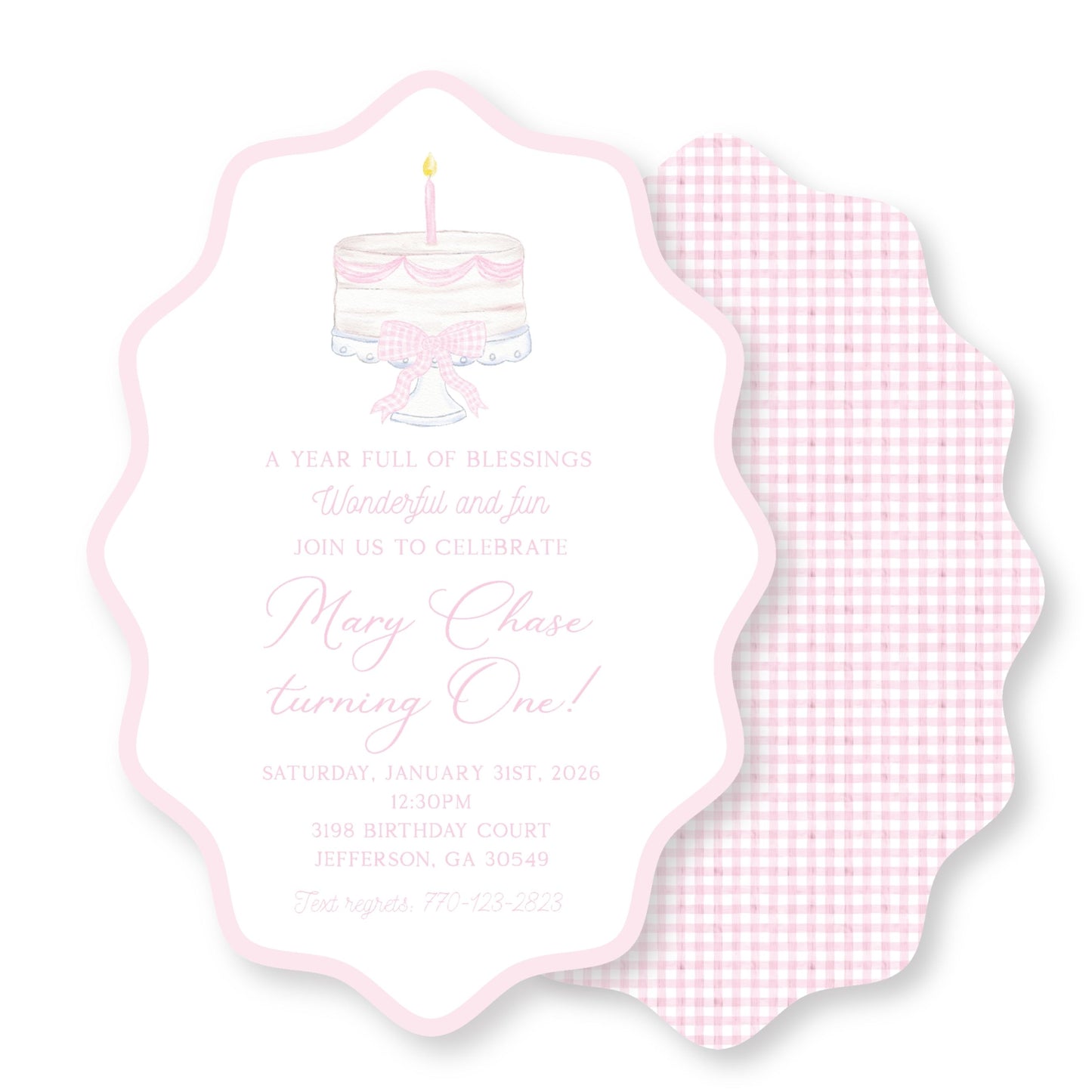 Wavy Oval Birthday Cake invitation