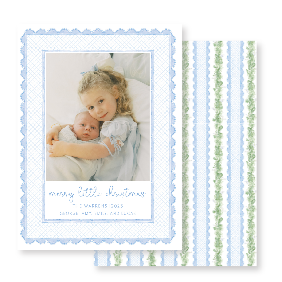 Blue Lattice Christmas Card