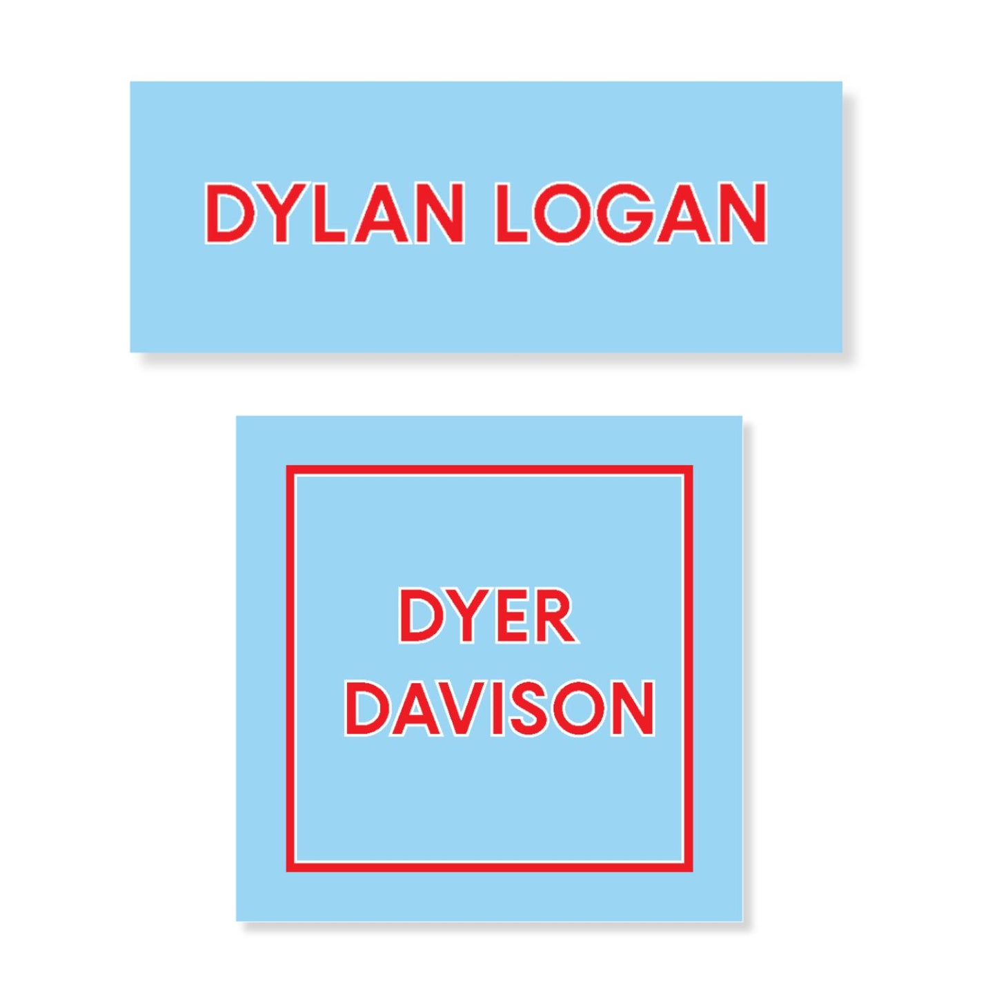 Blue and Red Water Resistant Name Label Stickers