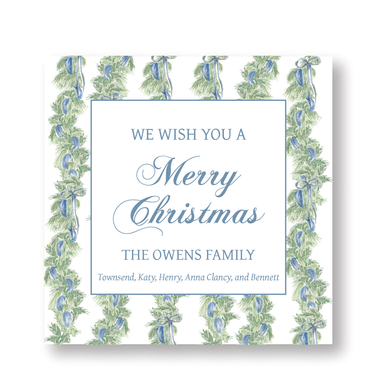 Blue Christmas Garland Tag
