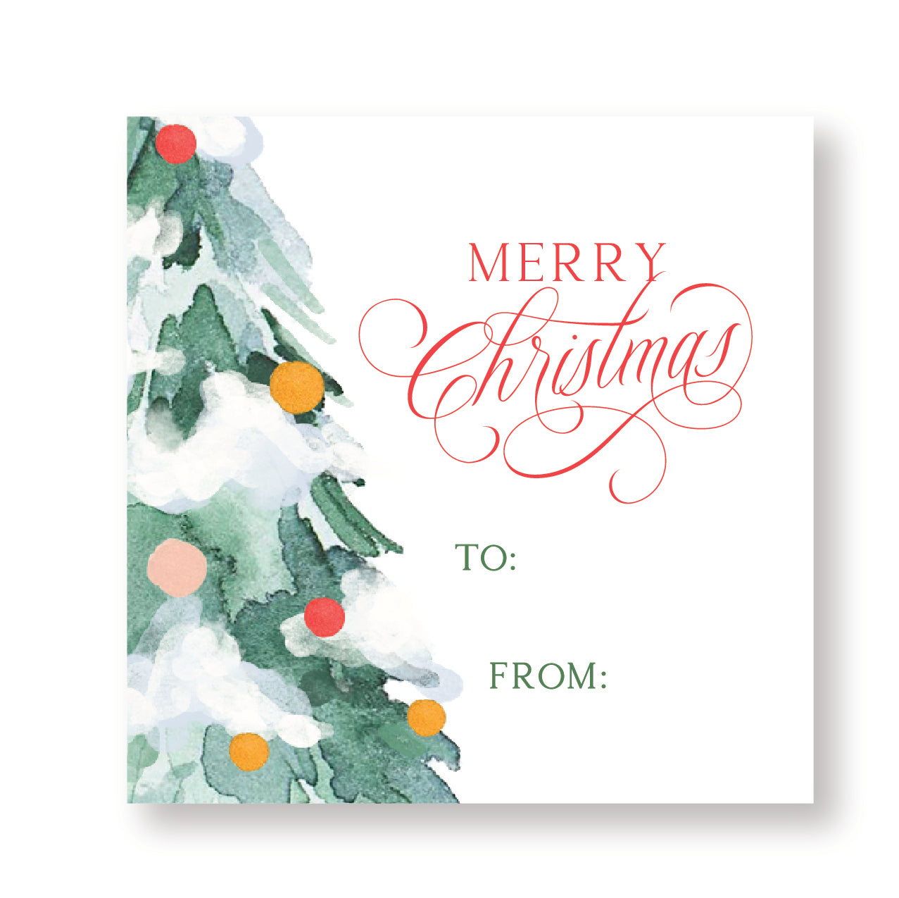 Merry Christmas Tree Square Tag