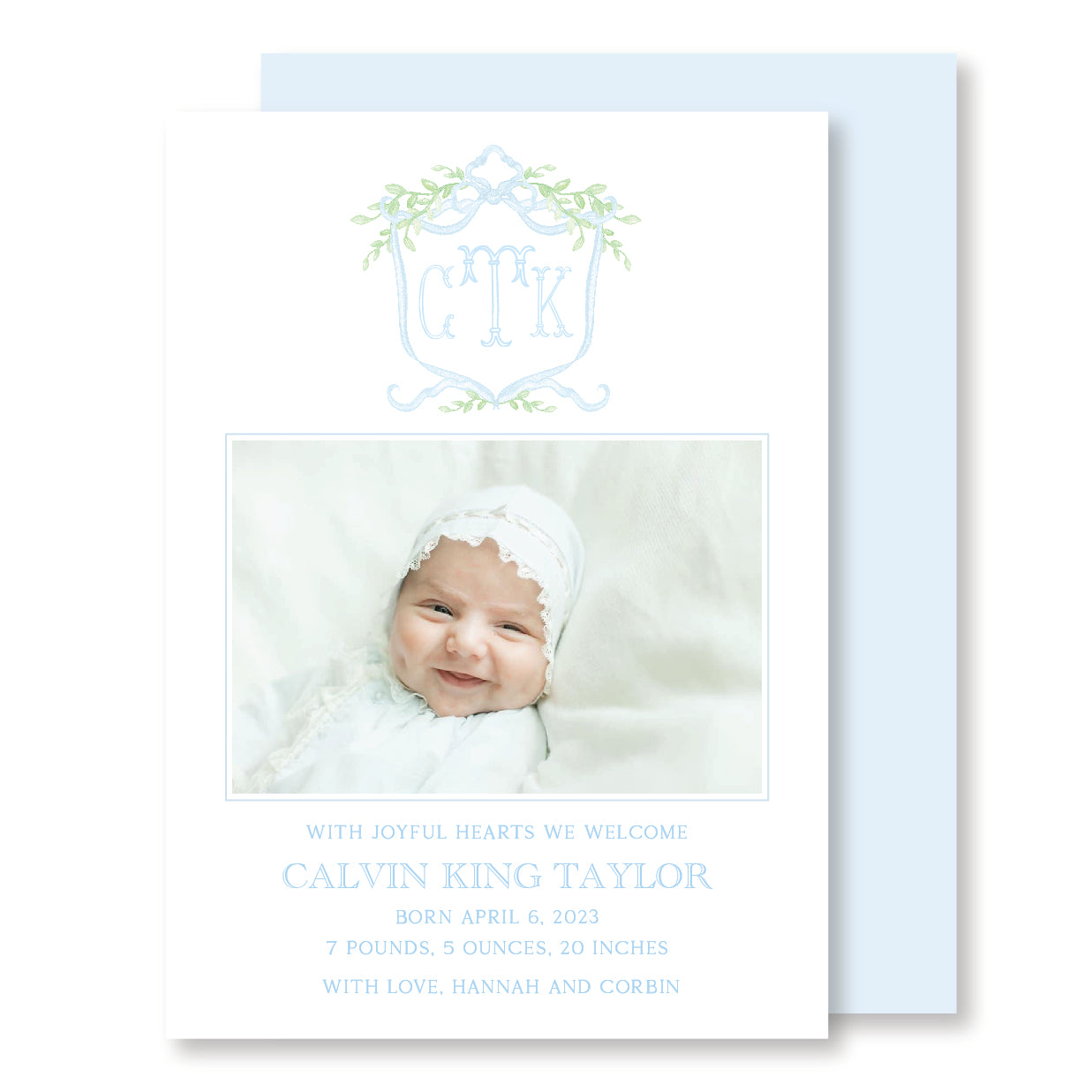 Ivy Blue Vintage Baby Announcement