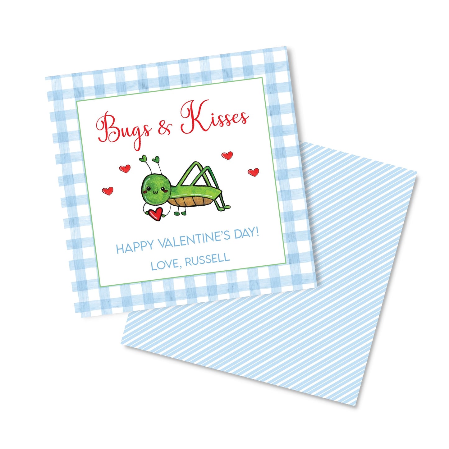 Bugs and Kisses Valentine Blue