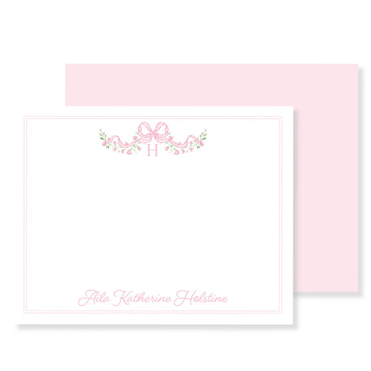 Pink Floral Monogram Stationery