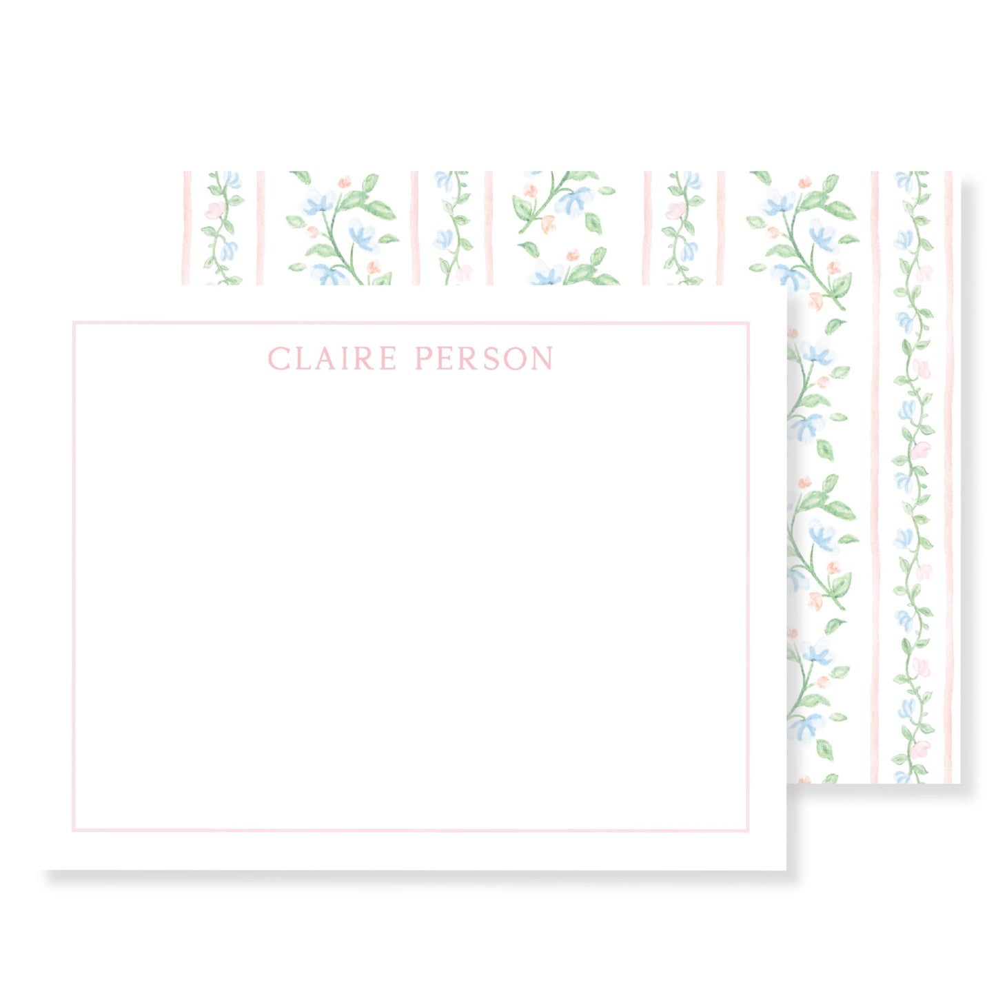Pink Floral Stripe Stationery