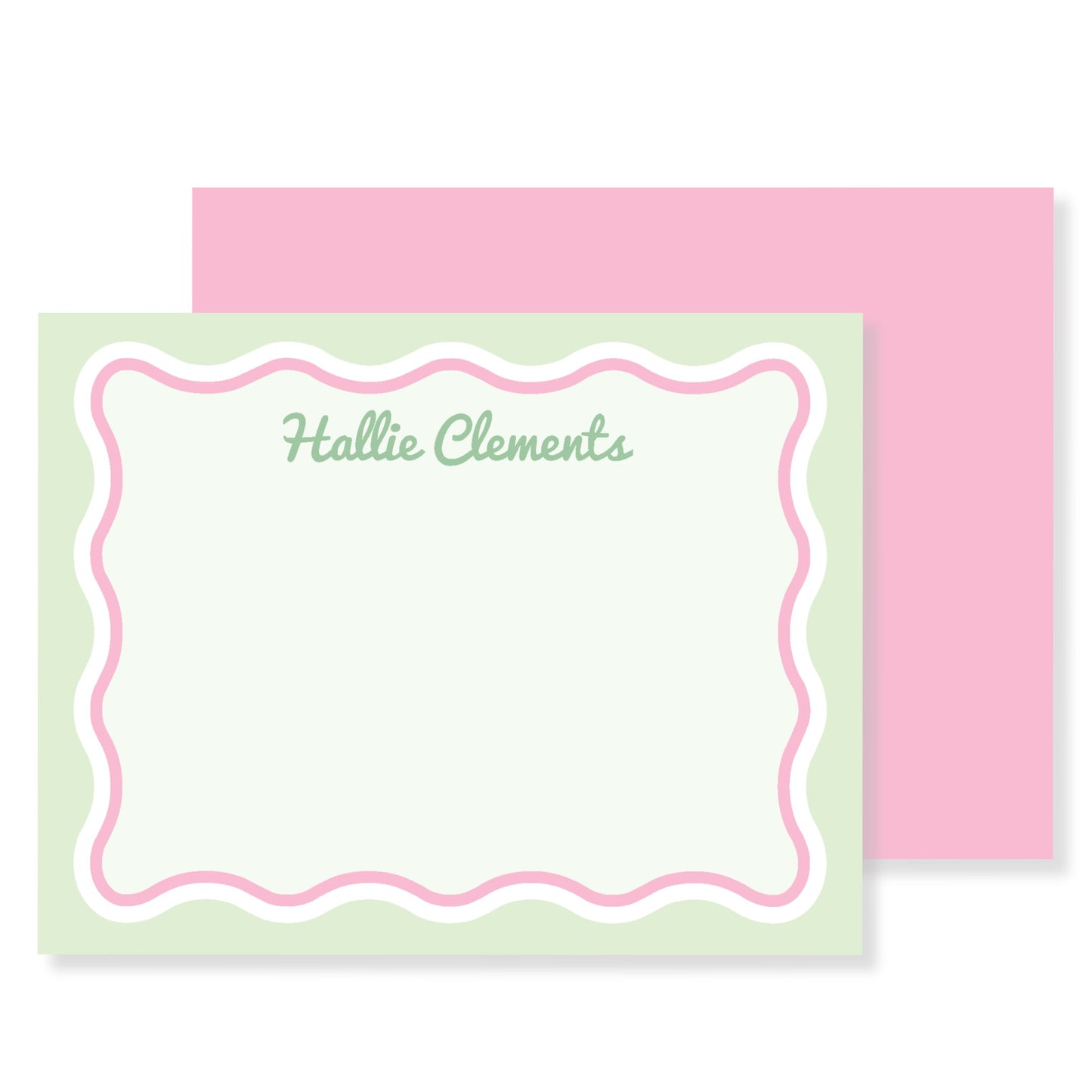 Lime green and Pink Wavy Stationery