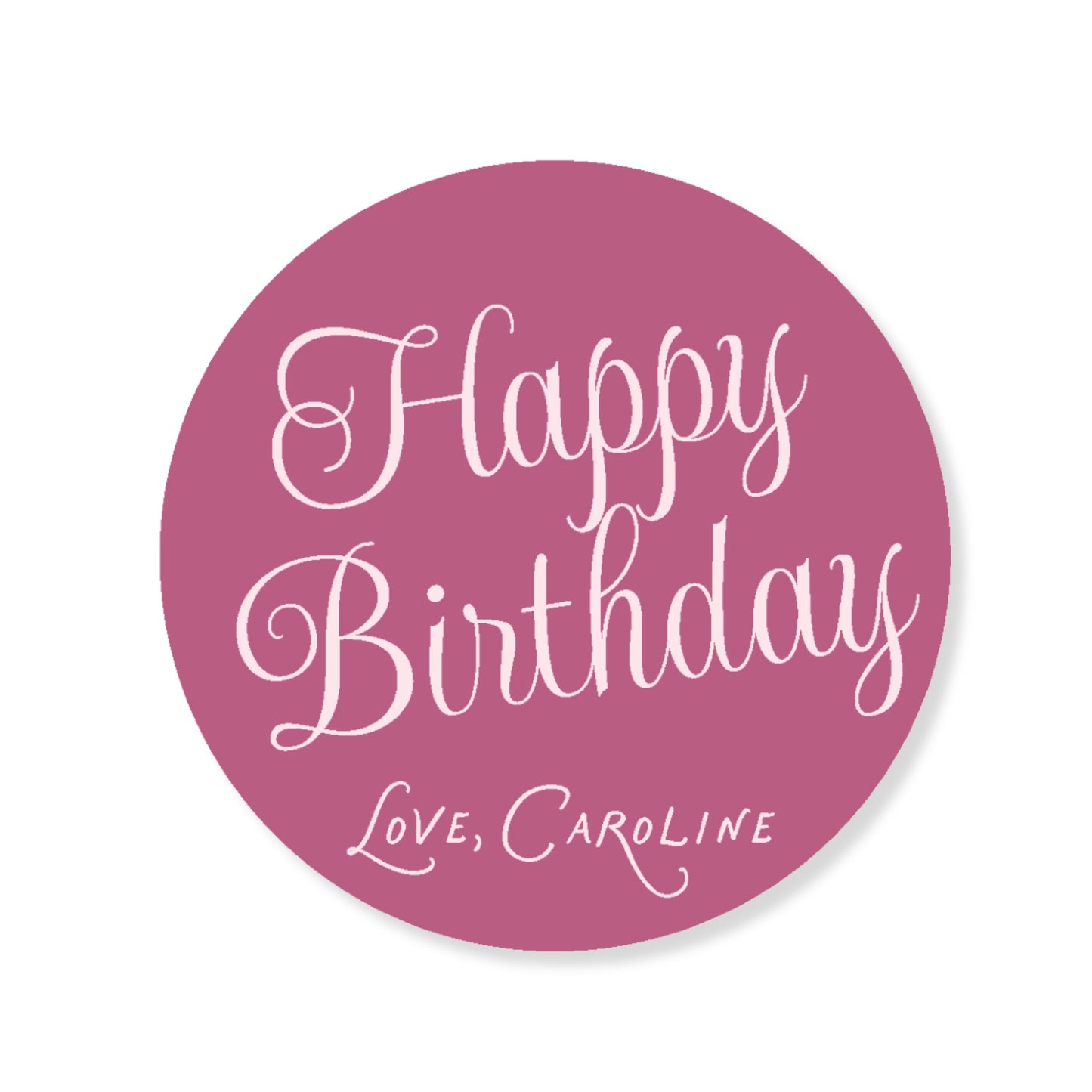 Happy Birthday Script Circle Tag/ Sticker
