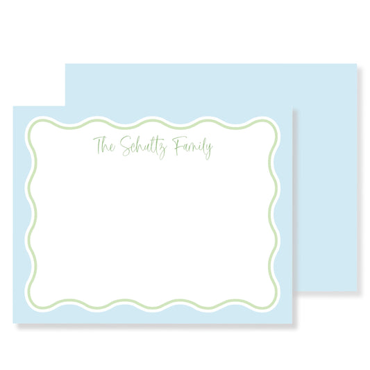 Wavy blue and green stationery