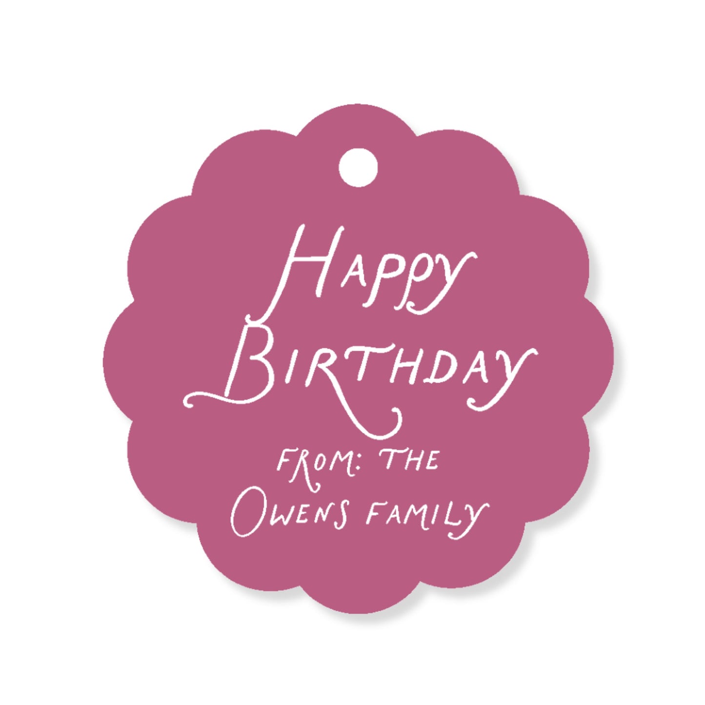 Happy Birthday Scalloped Circle Tag
