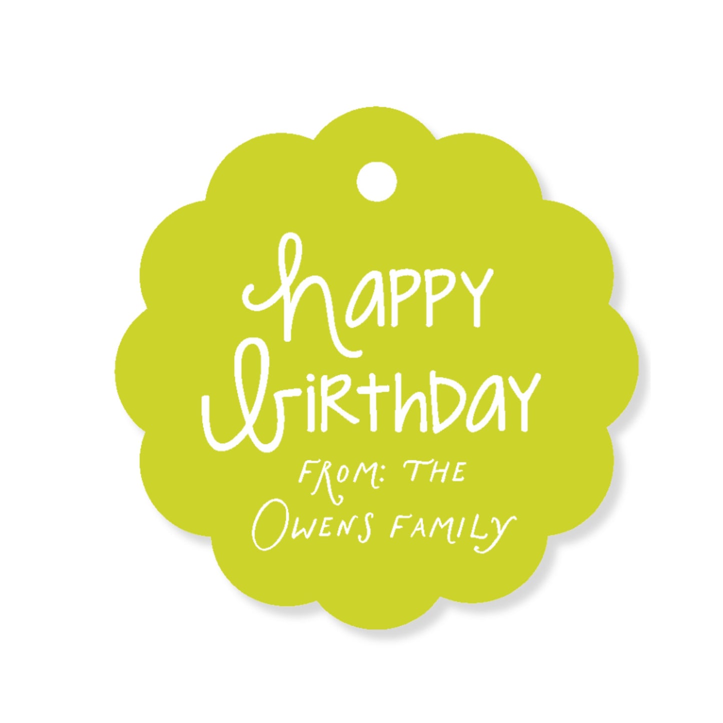Happy Birthday Scalloped Circle Tag