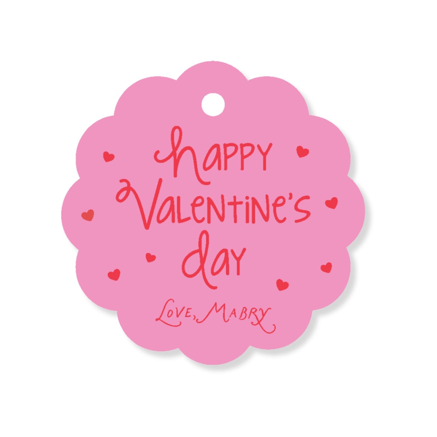 Happy Valentine's Day Scalloped Circle Tag